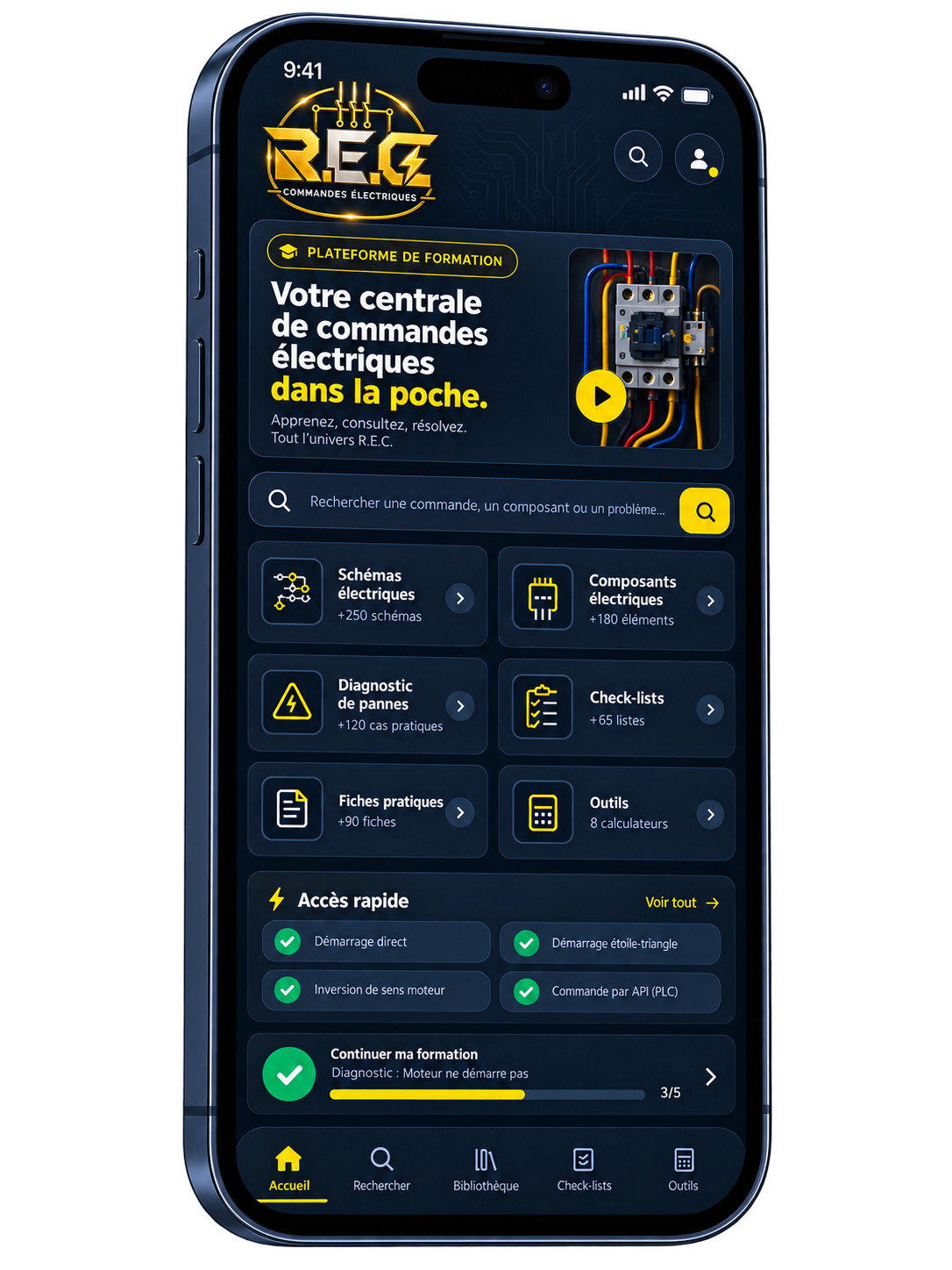 Interface de l'application Méthode R.E.C. sur téléphone